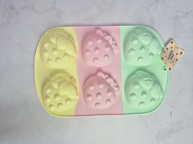 Molde silicona tricolor 6 frutillas grandes 